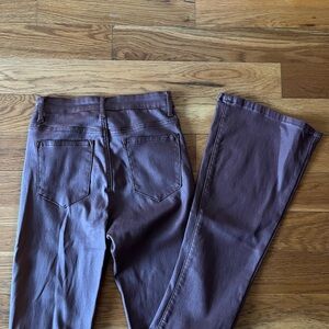 Edikted Luna Brown Faux Leather Flare Pants M